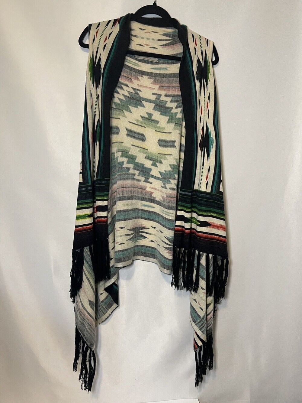 Double D Ranch Duster Long Open Front Vest Southwest Aztec Womens Small/Medium
